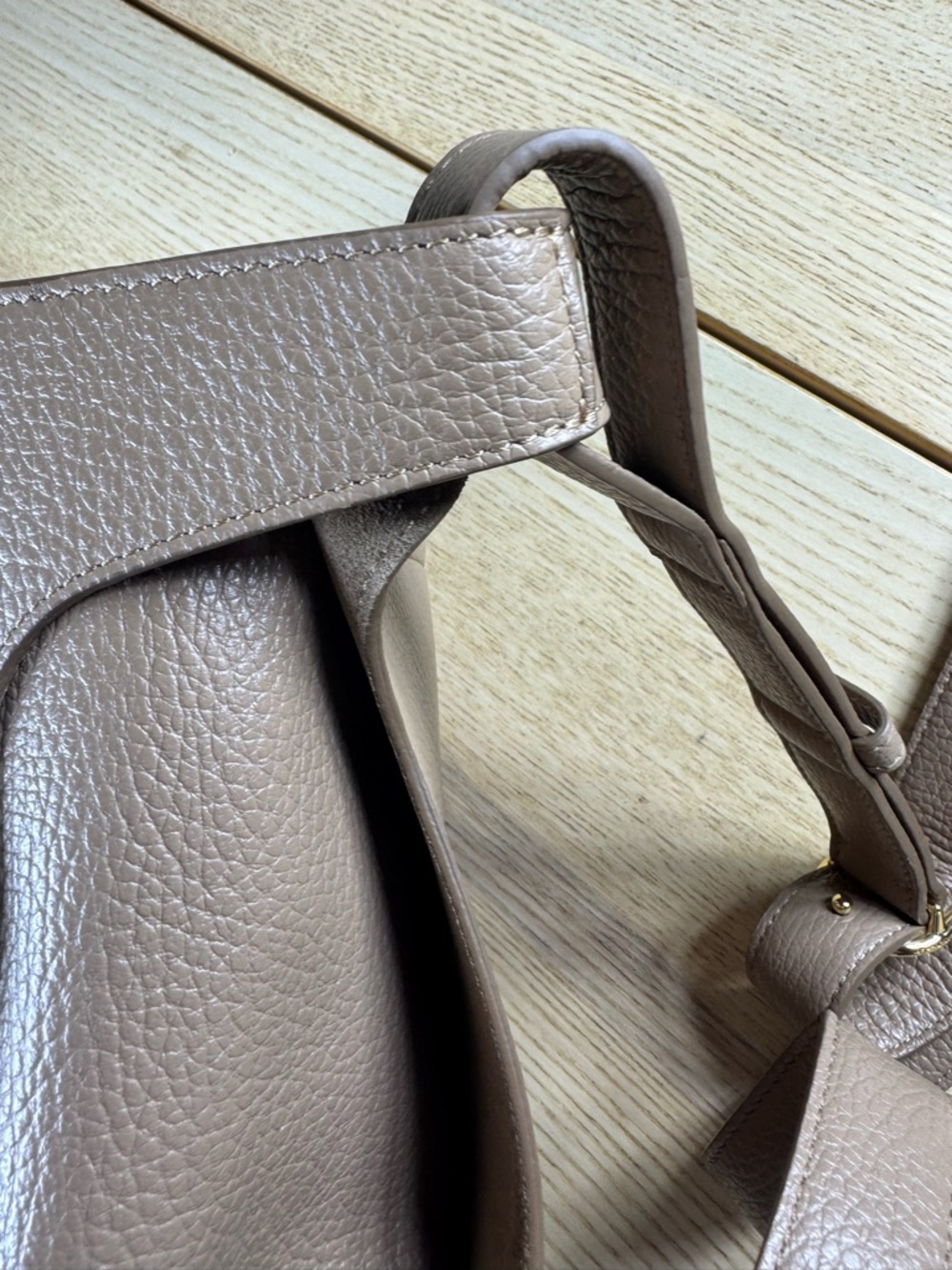Cuyana Double Loop Cappuccino Pebbled Italian Leather Shoulder Bag Made in Italy - Picture 7 of 12